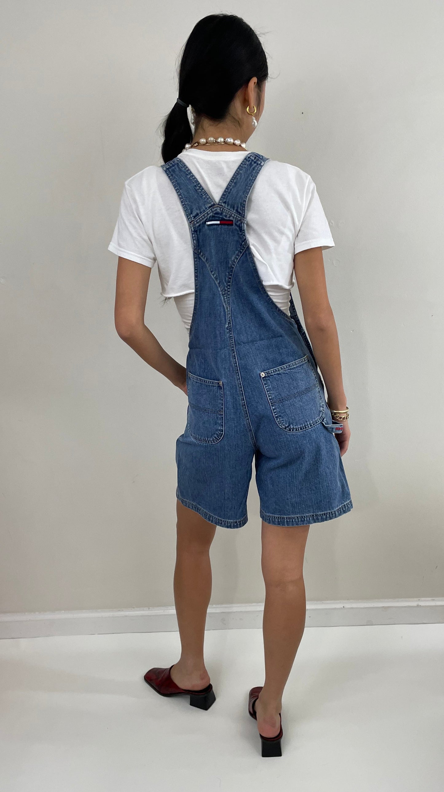 Vintage Y2K Tommy Hilfiger Bib Short Overalls Medium