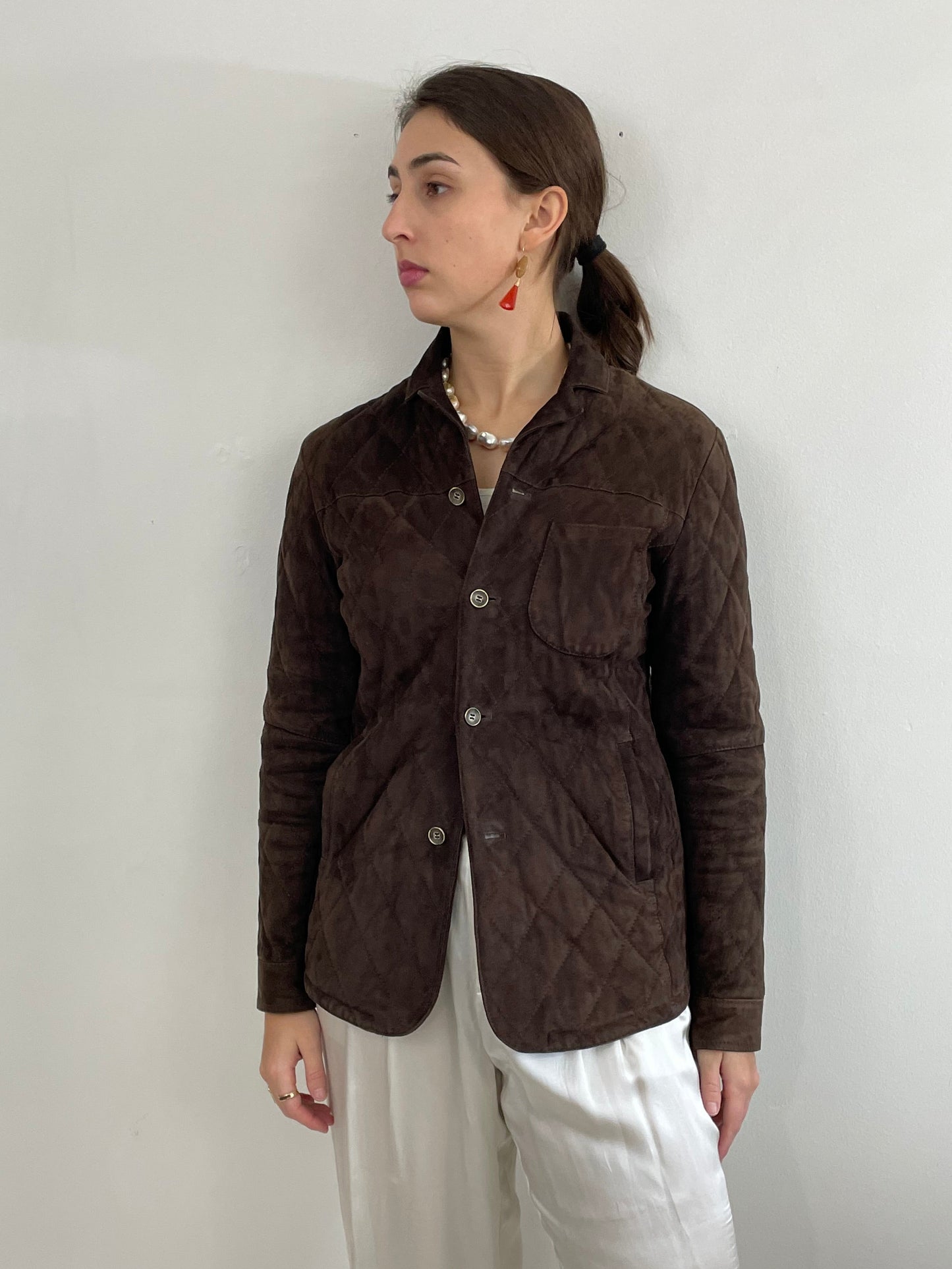 Vintage Paul Stuart Suede Jacket Quilted made in Italy 40