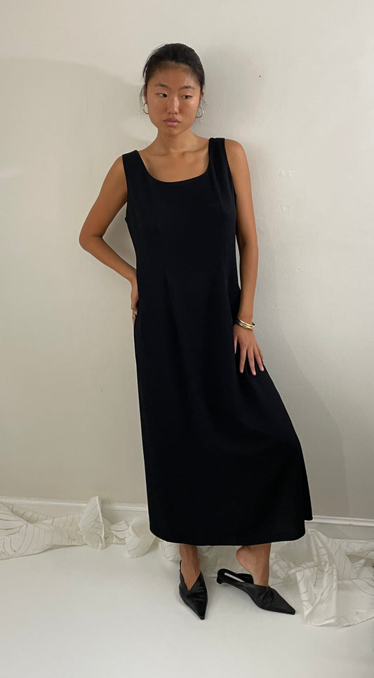 vintage 90s black sleeveless maxi dress | M