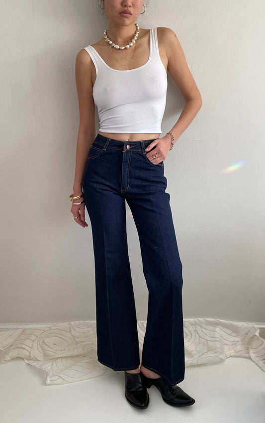 vintage 90s dark wash flared wide leg Deadstock NWT Swing Jeans | size 26 waist