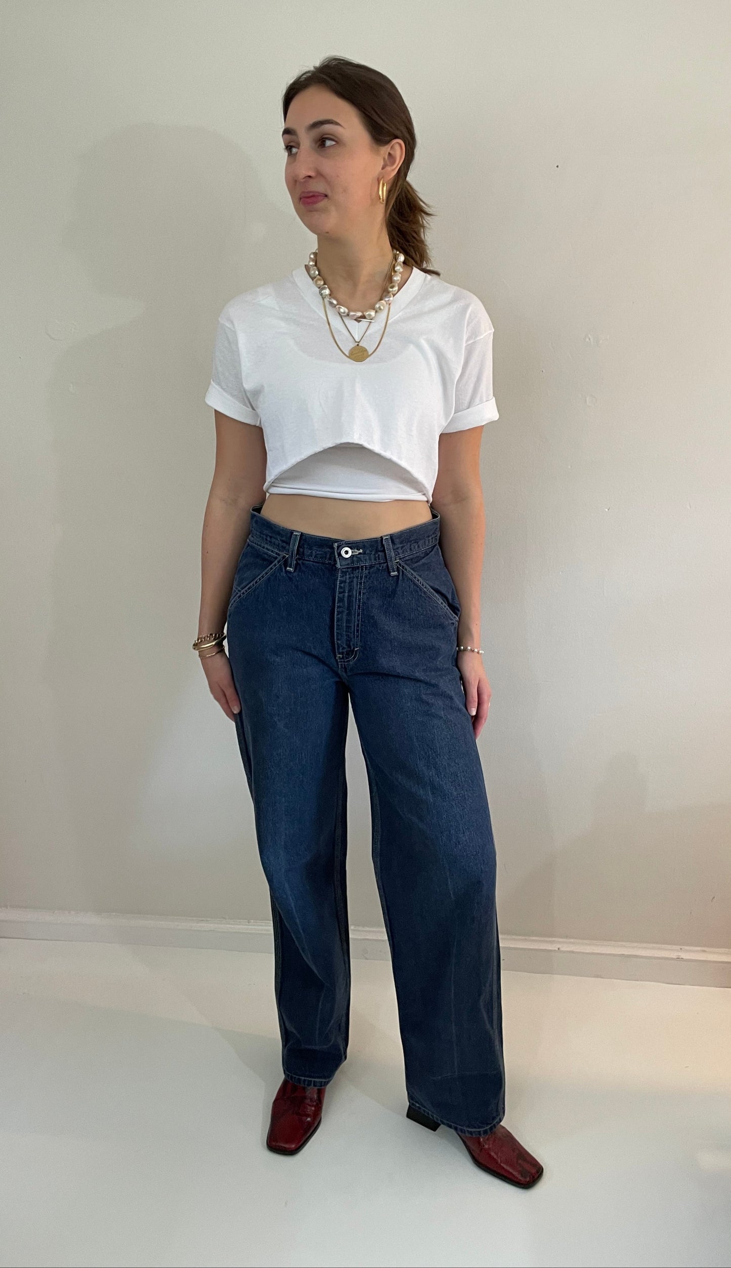 vintage 90s Gap Carpenter medium dark wash high waisted Utility Painters GAP denim jeans USA Waist 31
