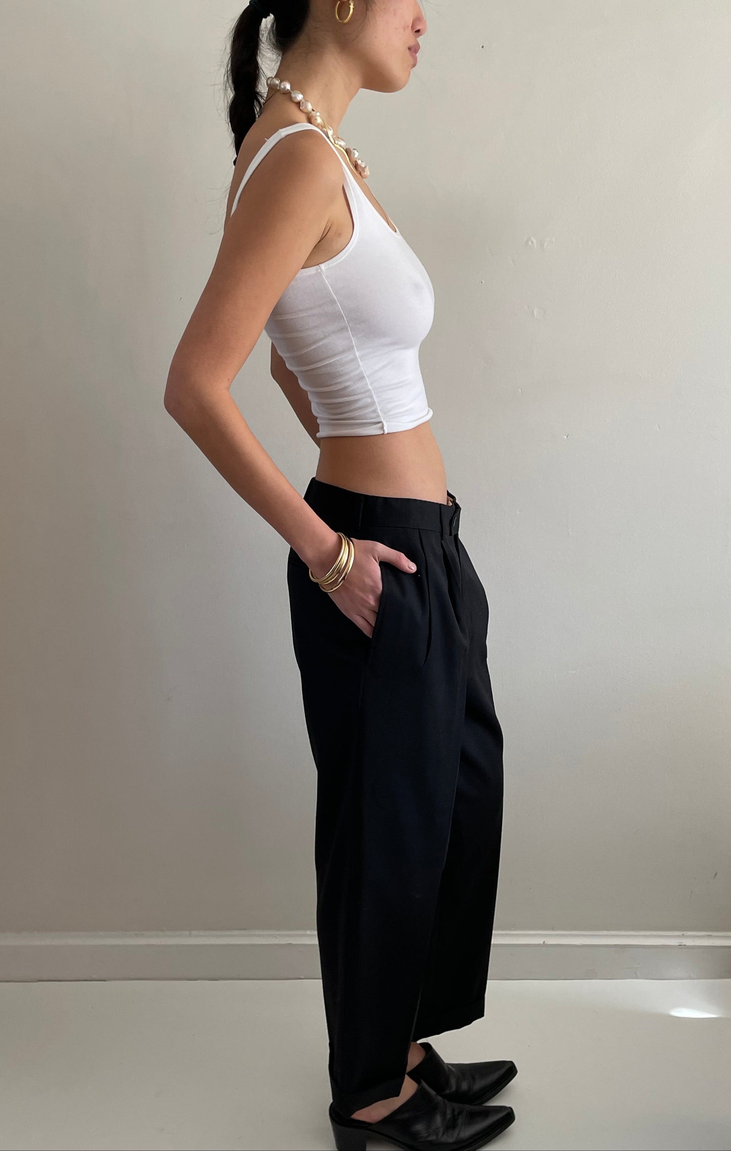 Vintage Pleated Wool Menswear Black Pants 32 waist