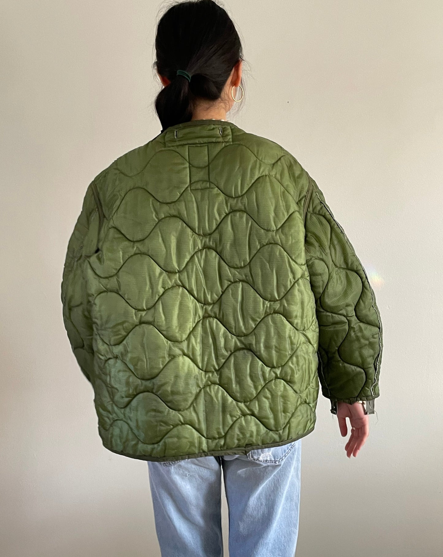 vintage quilted liner moss green jacket