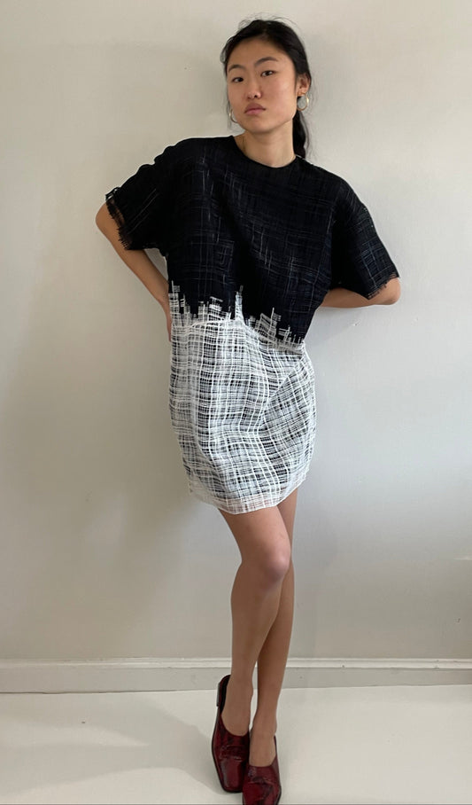 vintage Y2K black and white short sleeve pullover shift dress Medium