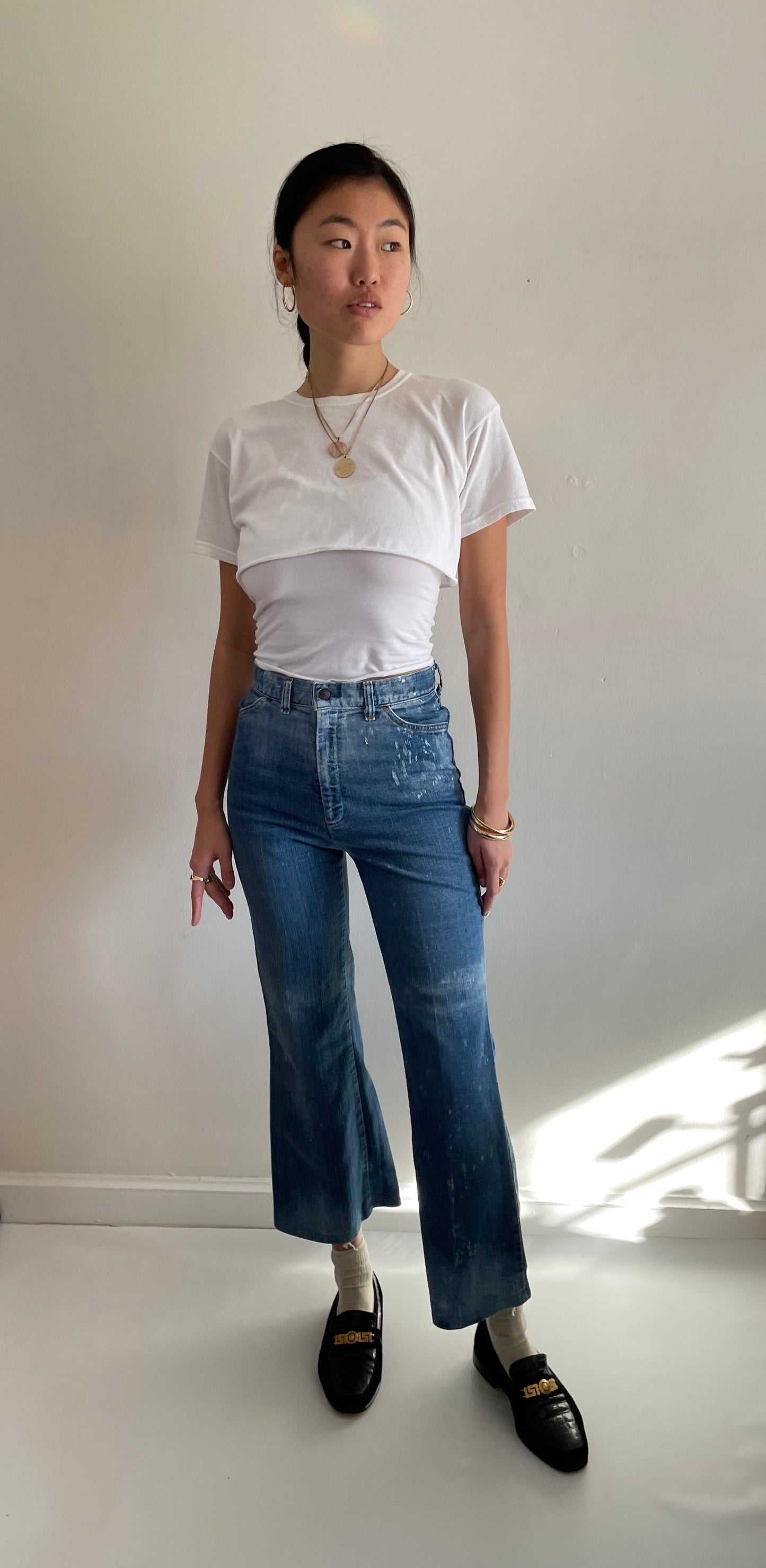 70s Levi's faded flared leg high waisted Levis jeans small size 25 XS