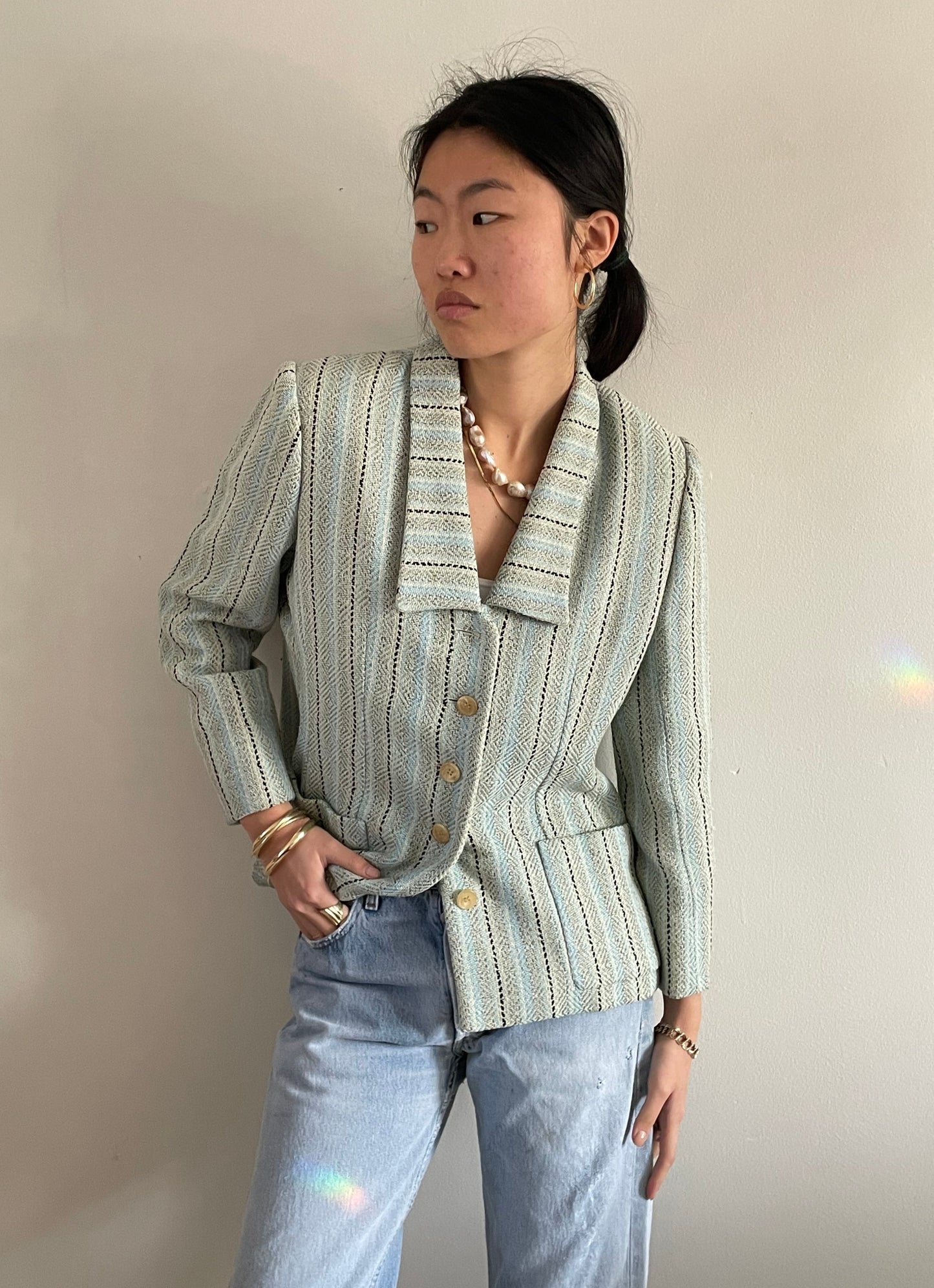 vintage Bill Blass woven cropped blazer