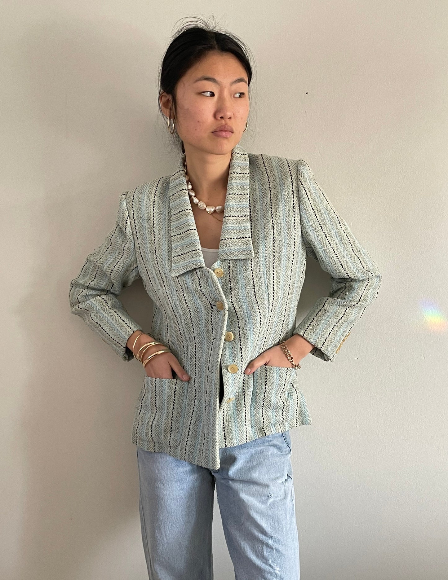 vintage Bill Blass woven cropped blazer