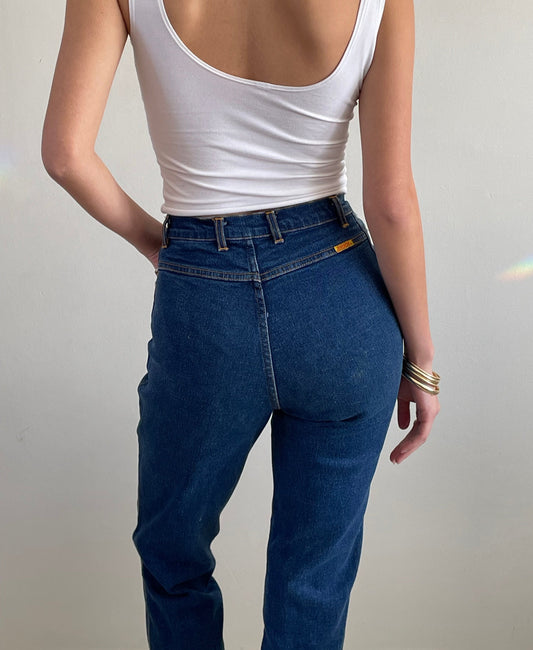 vintage 90s Jordache smooth no back pocket high waisted dark jeans | size 2 25 waist