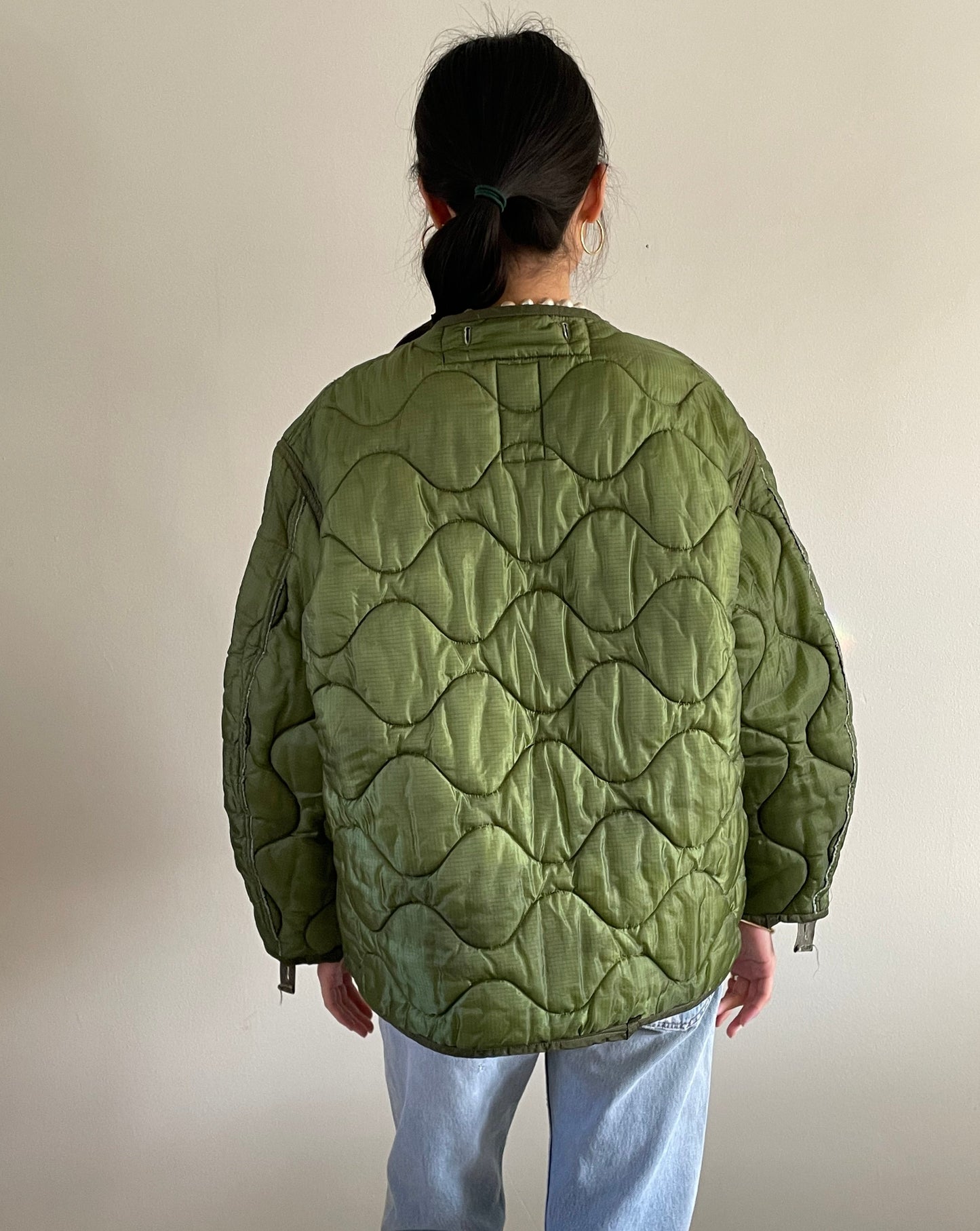 vintage quilted liner moss green jacket