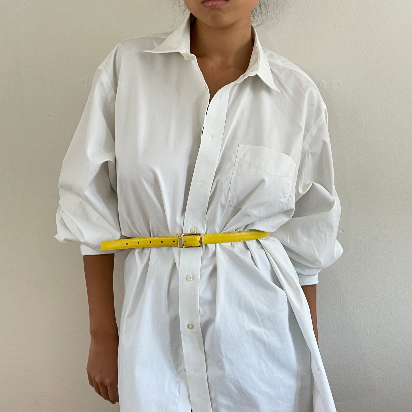 Vintage 90s Lemon Yellow Leather Belt / Large