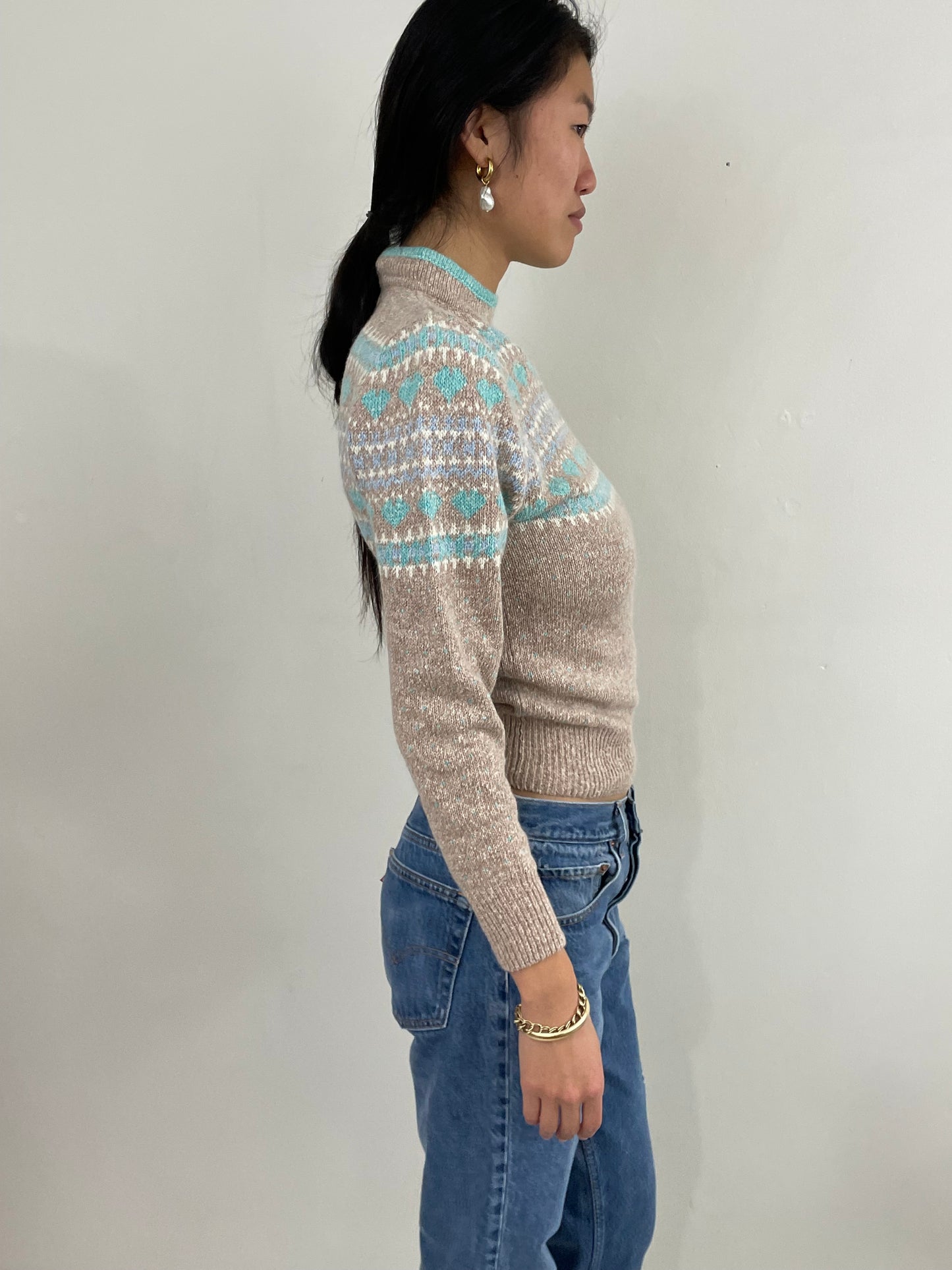 Vintage NWT Fair Isle Cottage Core Silk Blend Sweater Small