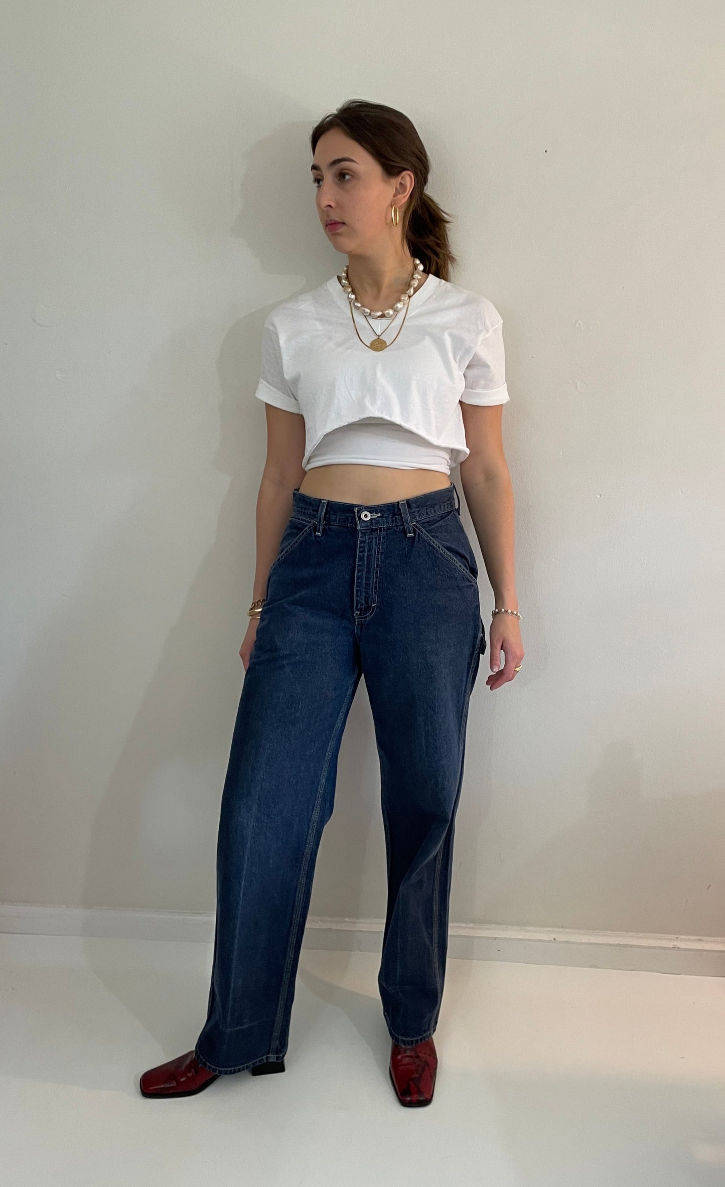 vintage 90s Gap Carpenter medium dark wash high waisted Utility Painters GAP denim jeans USA Waist 31