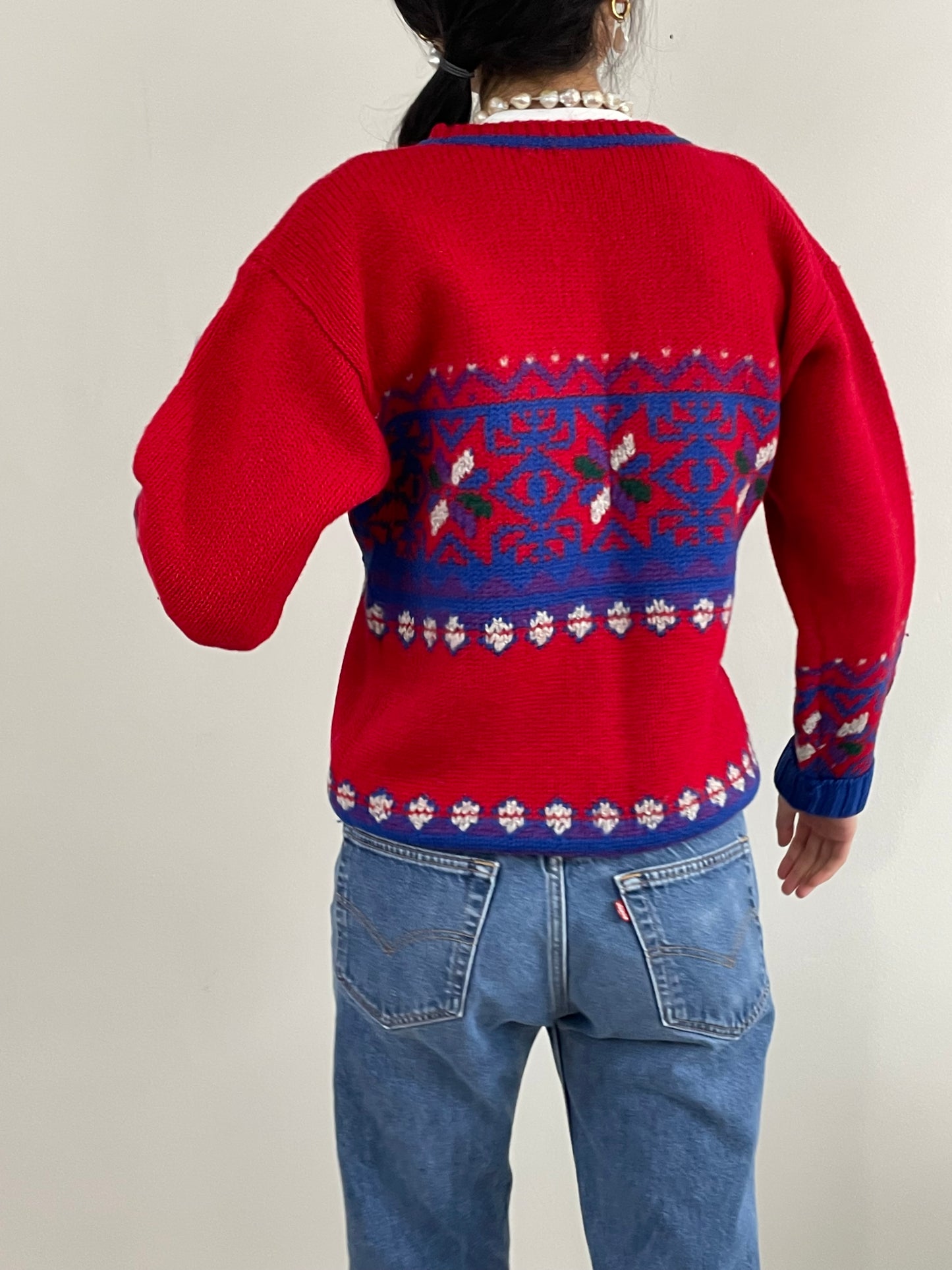 Vintage Ralph Lauren Fair Isle Hand Knit Wool Sweater