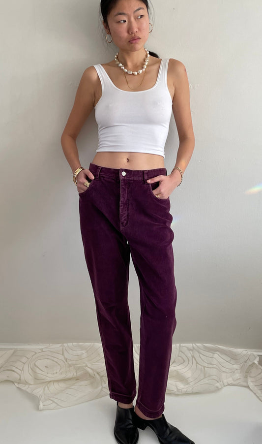 vintage Bill Blass soft wide wale plum cords corduroys jeans