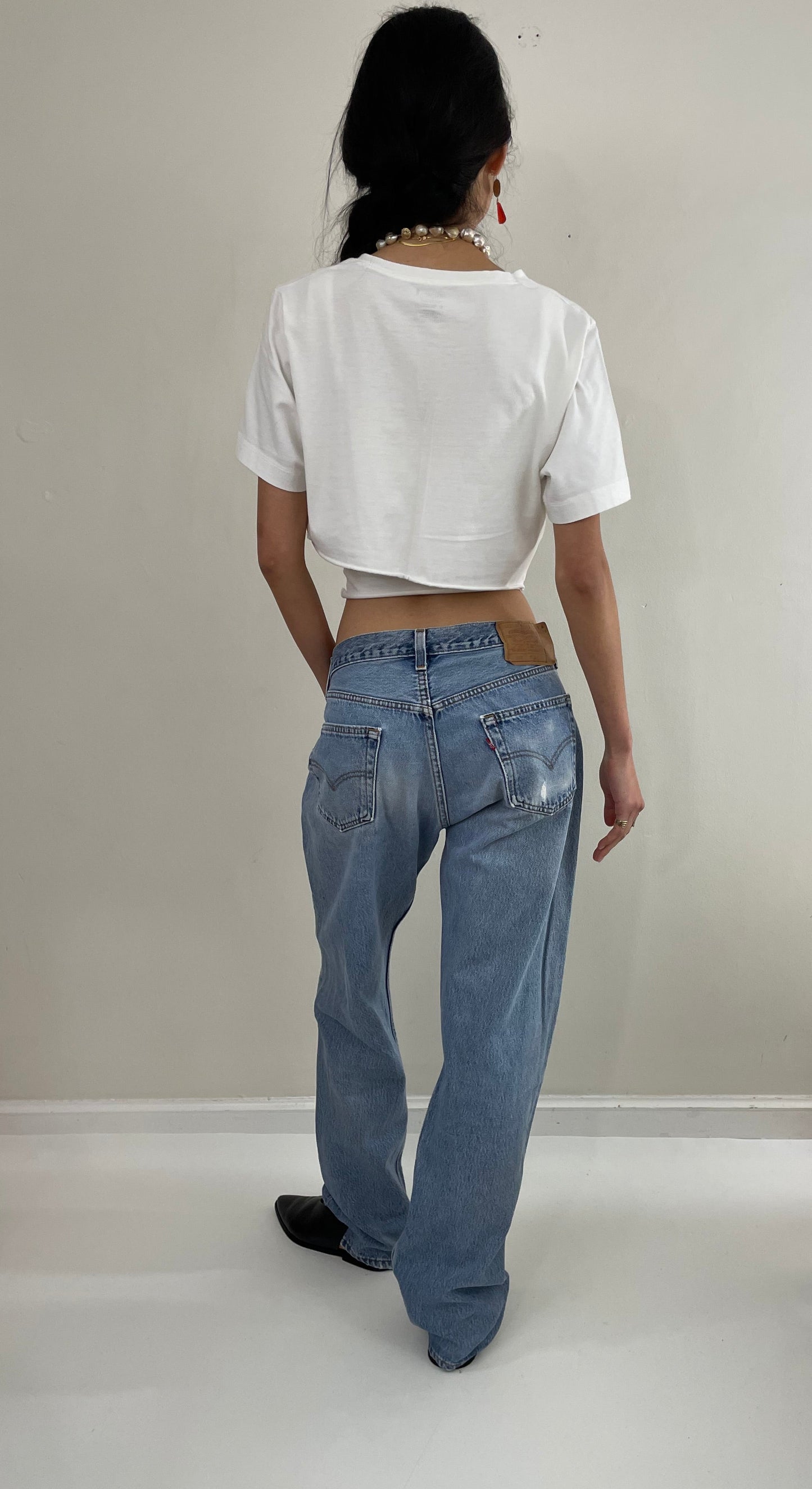 Vintage Levis 501 button fly soft faded tall boyfriend baggy jeans made in USA size 33 x 33