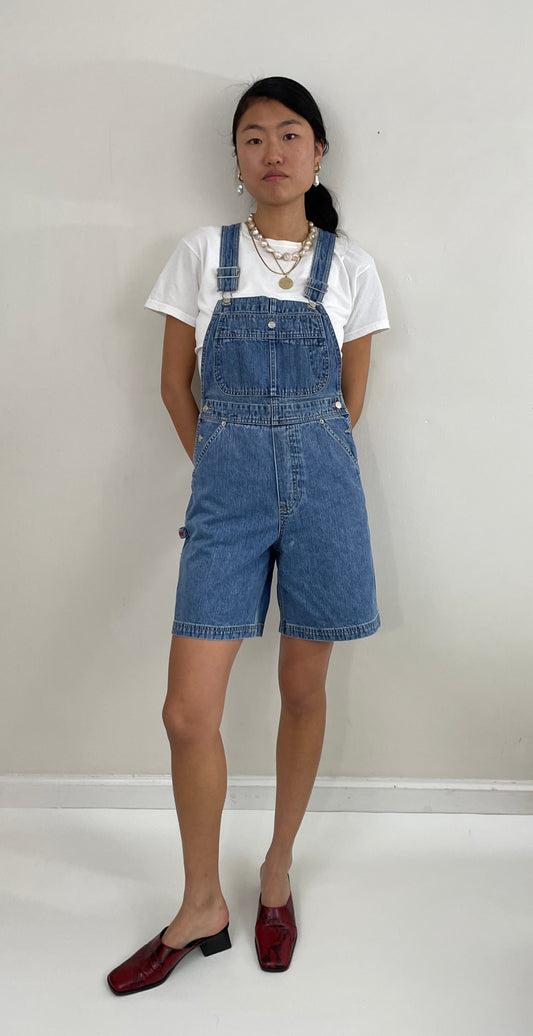 Vintage Y2K Tommy Hilfiger Bib Short Overalls Medium