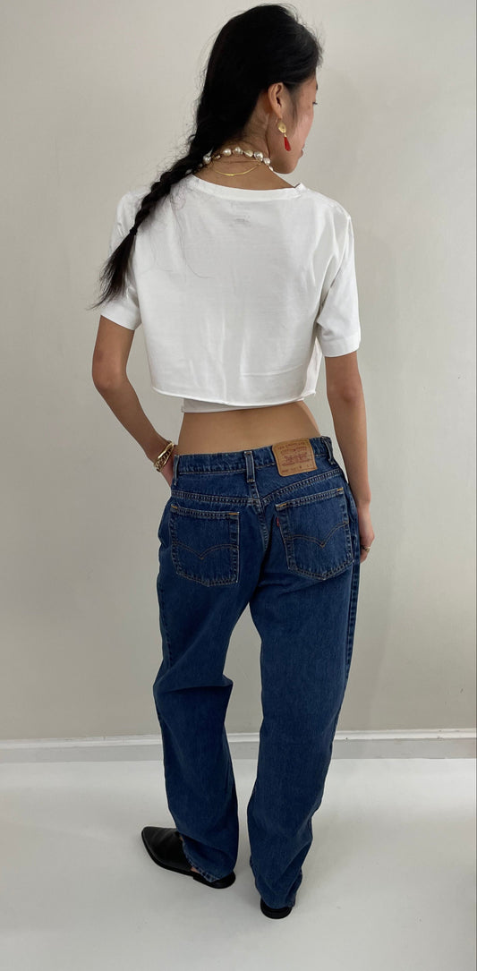 Vintage 80s Levi's 550 high waisted dark wash zipper tall mom Levis jeans size waist 32 x 32