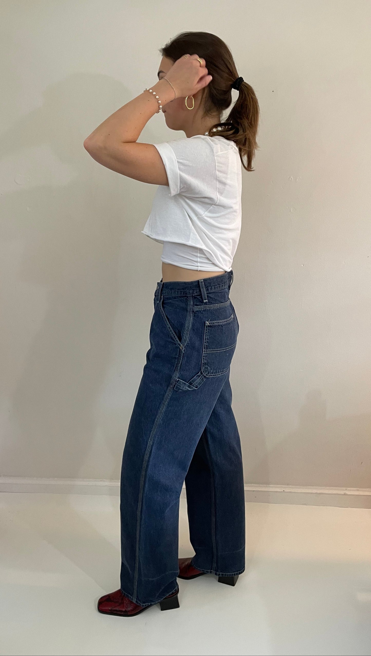 vintage 90s Gap Carpenter medium dark wash high waisted Utility Painters GAP denim jeans USA Waist 31