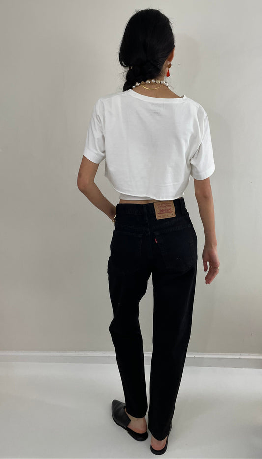 vintage black Levi's 550 high waisted zipper fly dark black dressy Levis jeans size 28 x 31