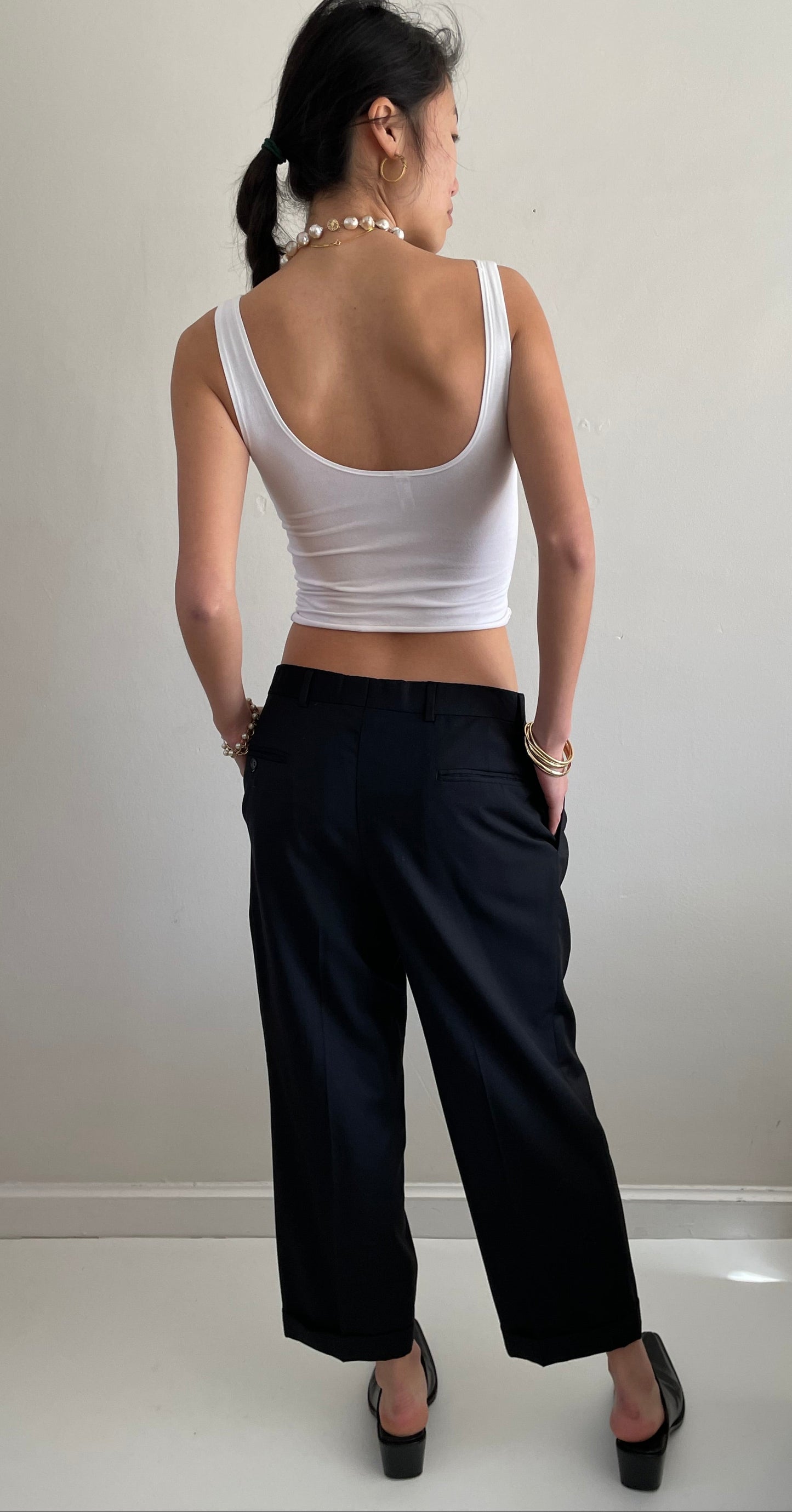 Vintage Pleated Wool Menswear Black Pants 32 waist