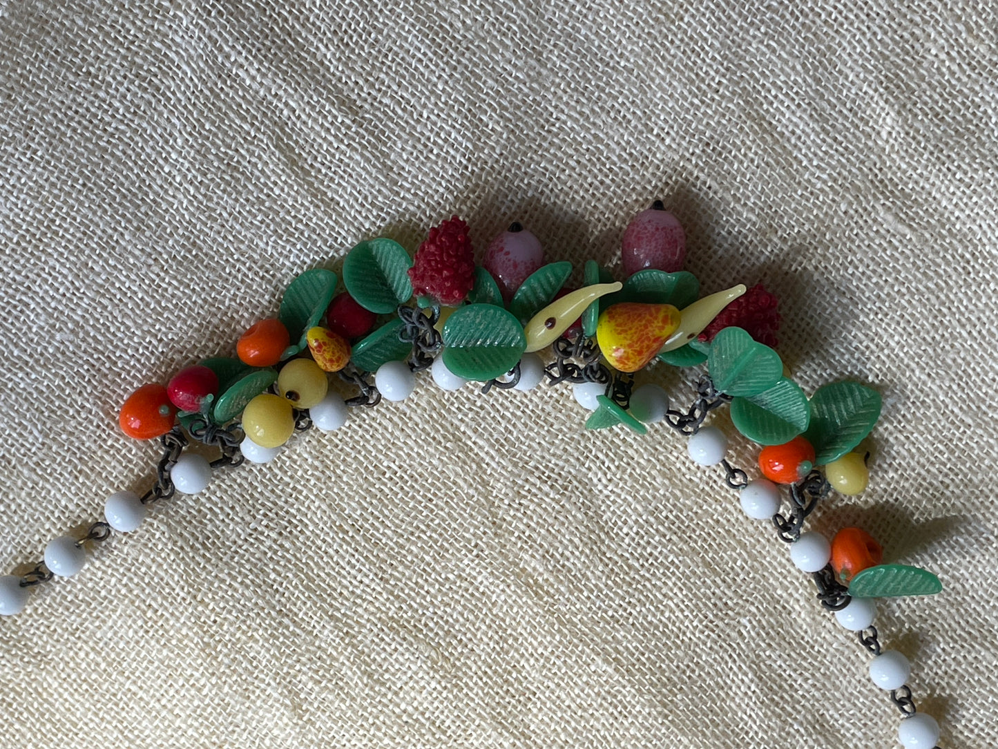 vintage glass fruit salad tutti frutti charm choker necklace made in Japan | vintage jewelry