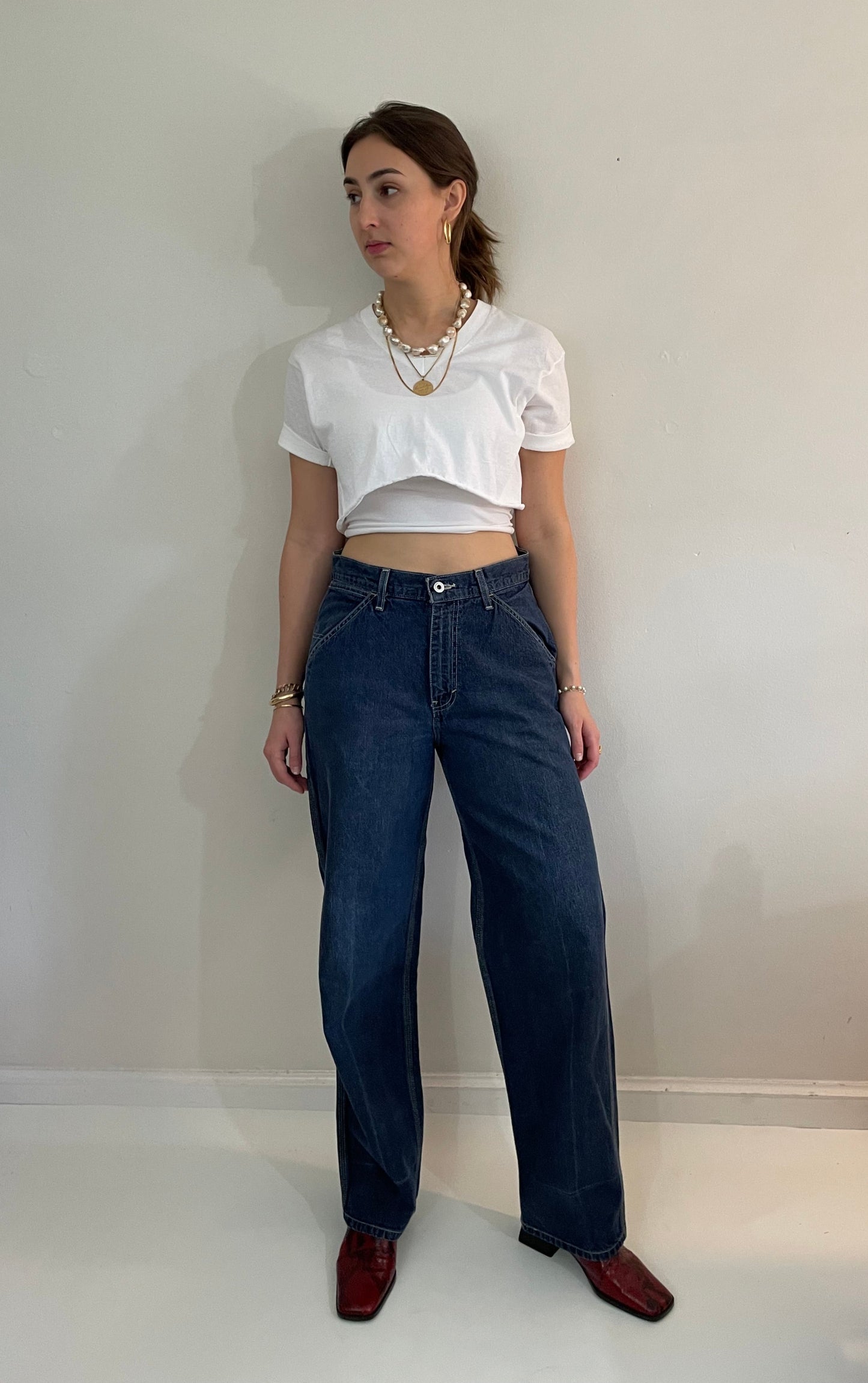 vintage 90s Gap Carpenter medium dark wash high waisted Utility Painters GAP denim jeans USA Waist 31