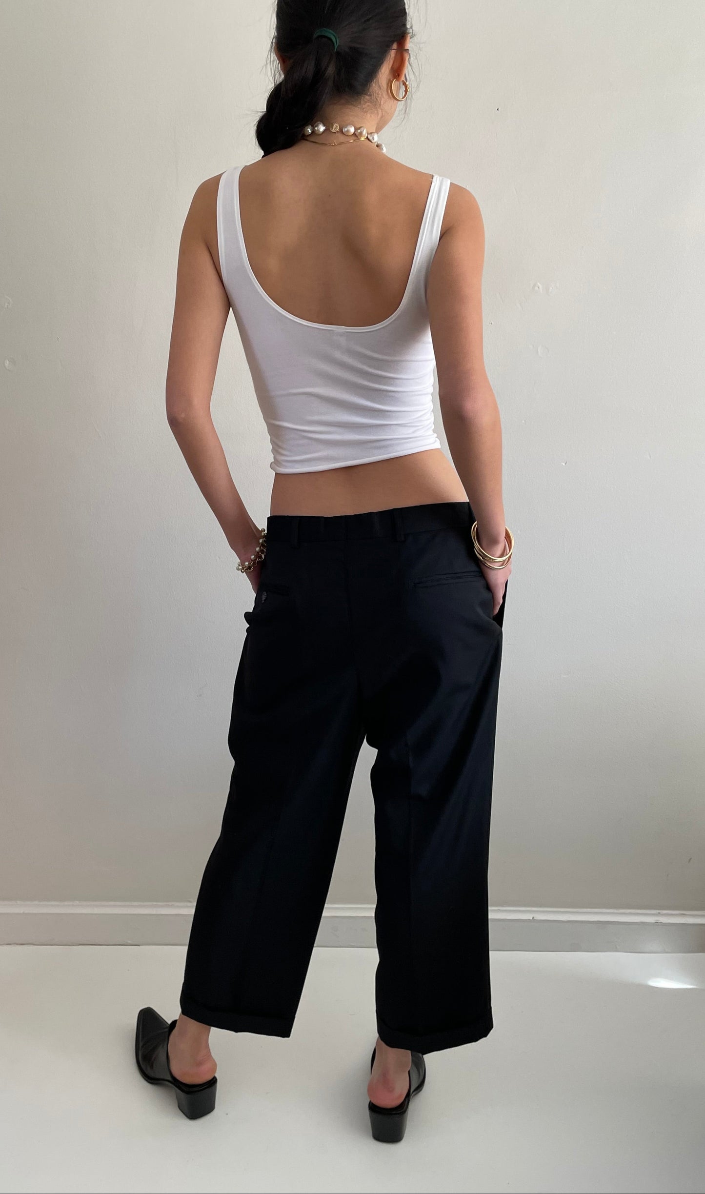 Vintage Pleated Wool Menswear Black Pants 32 waist