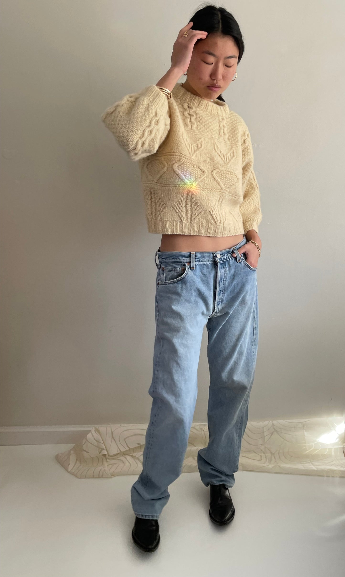 Vintage Levis 501 button fly soft faded tall boyfriend baggy jeans made in USA size 33