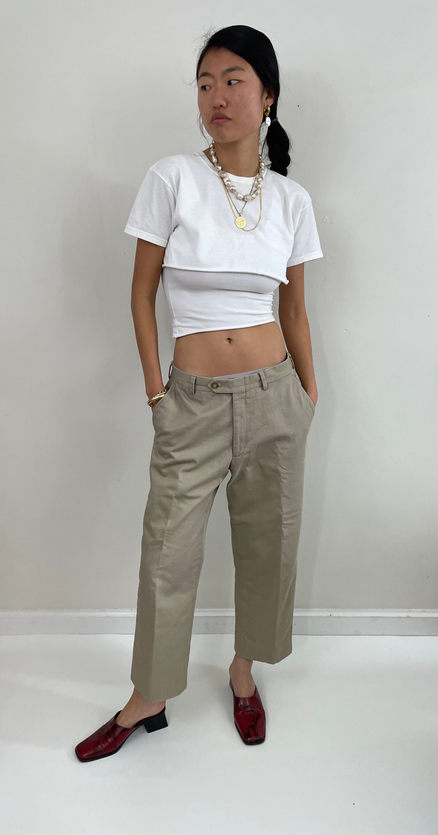 Vintage 90s Flannel Lined Cotton Khaki Chinos Cozy Preppy Insulated Pants 31